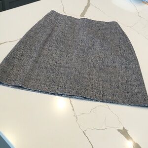 Lands' End Women's Textured Blue Tummy Control A-Line Skirt Pockets Zip Back